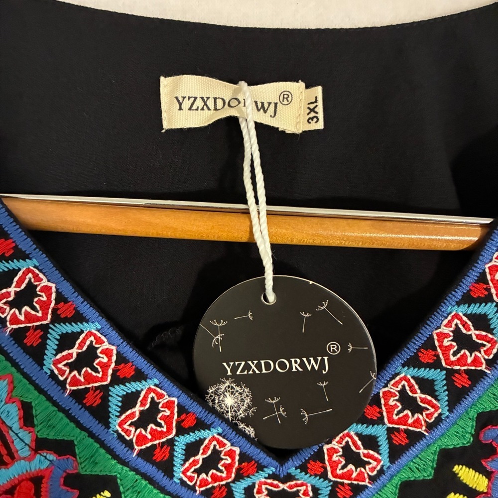 NEW YZXDORWJ Mexican Blouse Womens 3XL Embroidered Floral Peasant Boho Festival - Picture 4 of 9